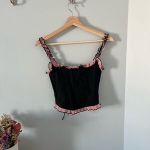 Motel Black Top with Pink Accents